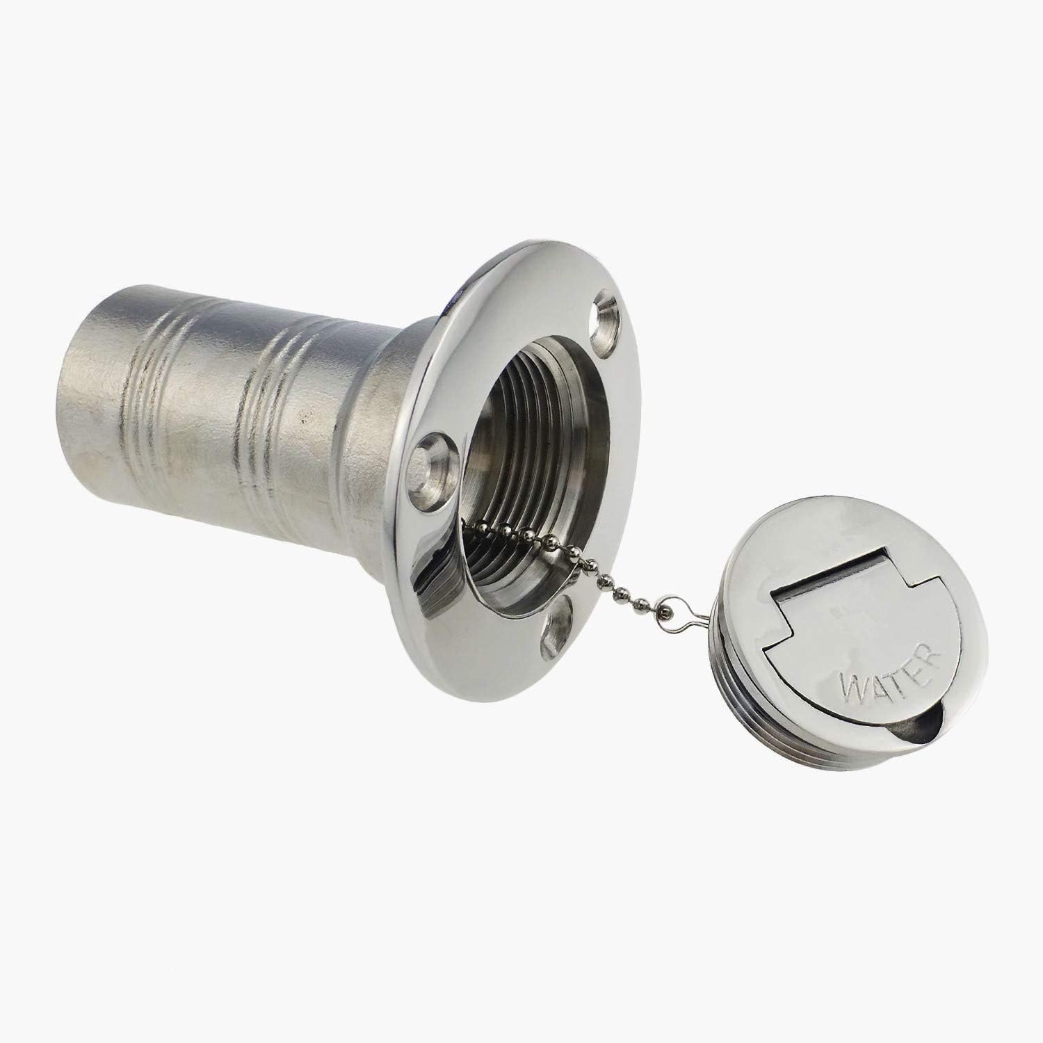 1-1/2" 38mm Boat Gas/Fuel/Diesel/Water/Waste Deck Fill/Filler with Keyless Cap 1-1/2" Marine Mirror- Polished 316 Stainless Steel Hardware for Yacht Caravan WATER