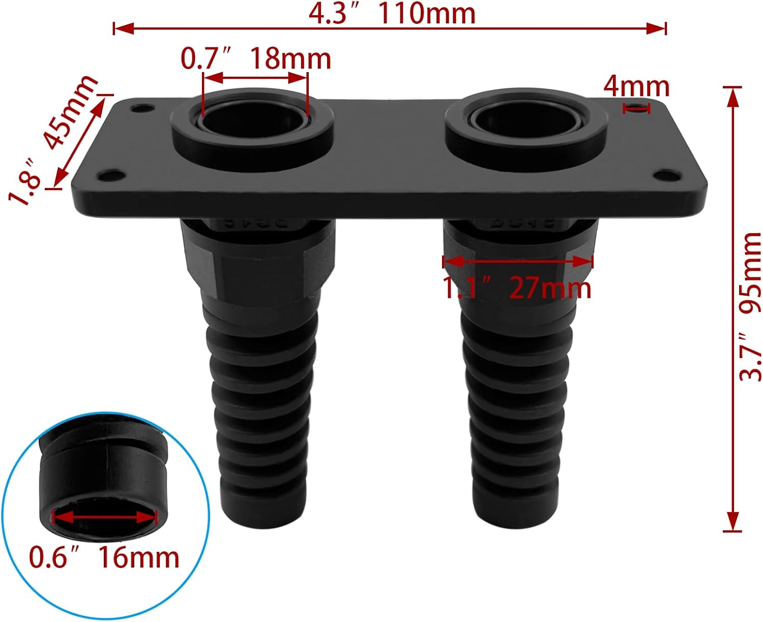 PG16 Cable Gland with Anodized Aluminum Base Antirust Anti-corrosive Waterproof IP68 Nylon Joint Adjustable Locknut for 8-14mm Wire Thread Integrated Two