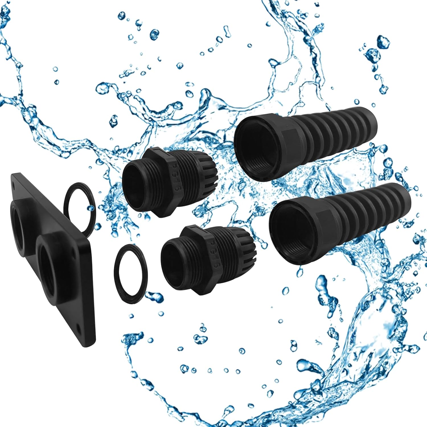 PG16 Cable Gland with Anodized Aluminum Base Antirust Anti-corrosive Waterproof IP68 Nylon Joint Adjustable Locknut for 8-14mm Wire Thread Integrated Two