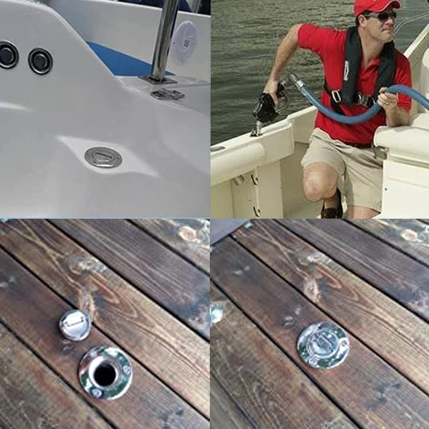 1-1/2" 38mm Boat Gas Deck Fill/Filler with Keyless Cap Screws, Marine Mirror Polished 316 Stainless Steel Hardware Angled Neck for Yacht Caravan