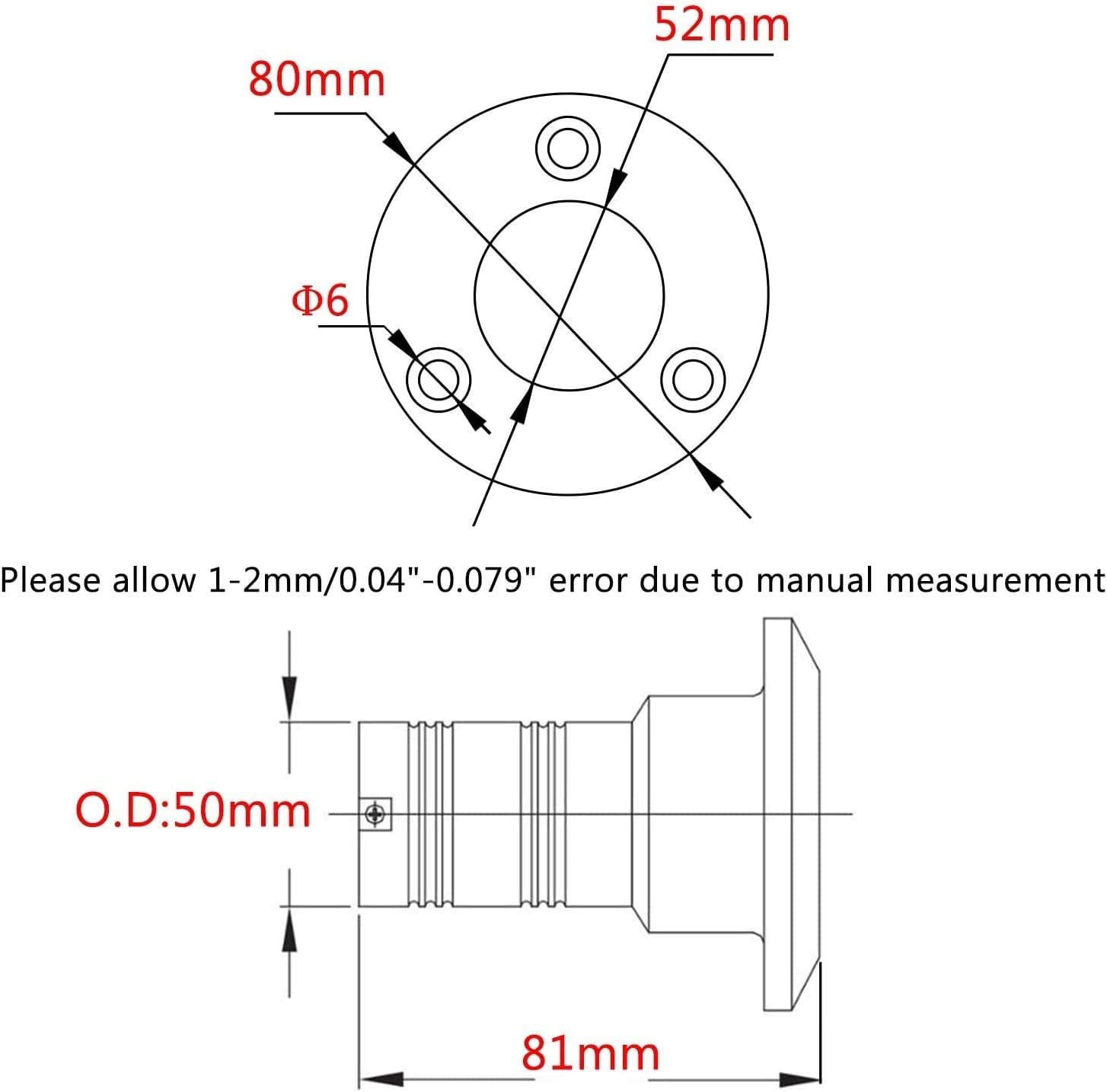 2" 50mm Boat Gas/Fuel/Water/Waste/Diesel Deck Fill/Filler with Keyless Cap 2" Marine Mirror- Polished 316 Stainless Steel Hardware for Yacht Caravan Fuel