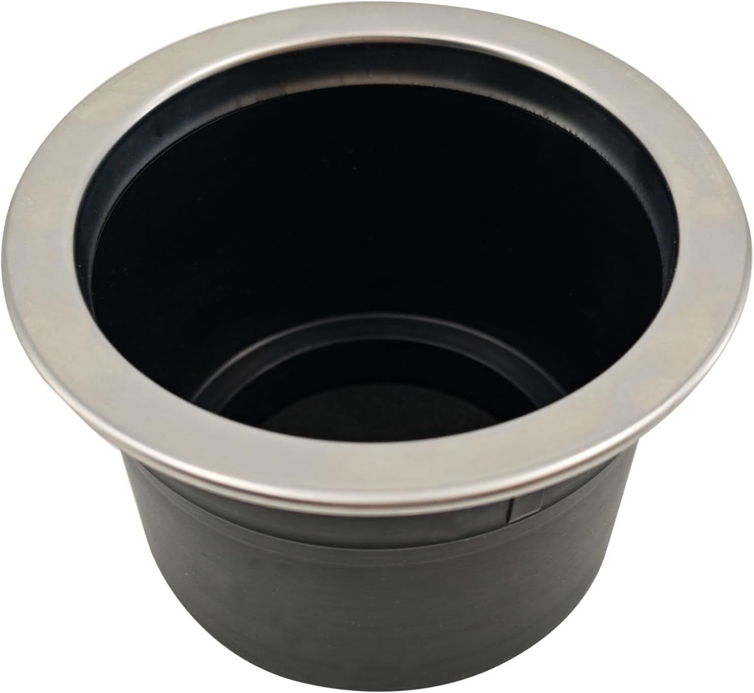 4Pcs Cup Holder Insert Plastic Universal Drop in with Drain, for RV Boat Car, Pontoon Table Sofa,Stainless Steel Edging