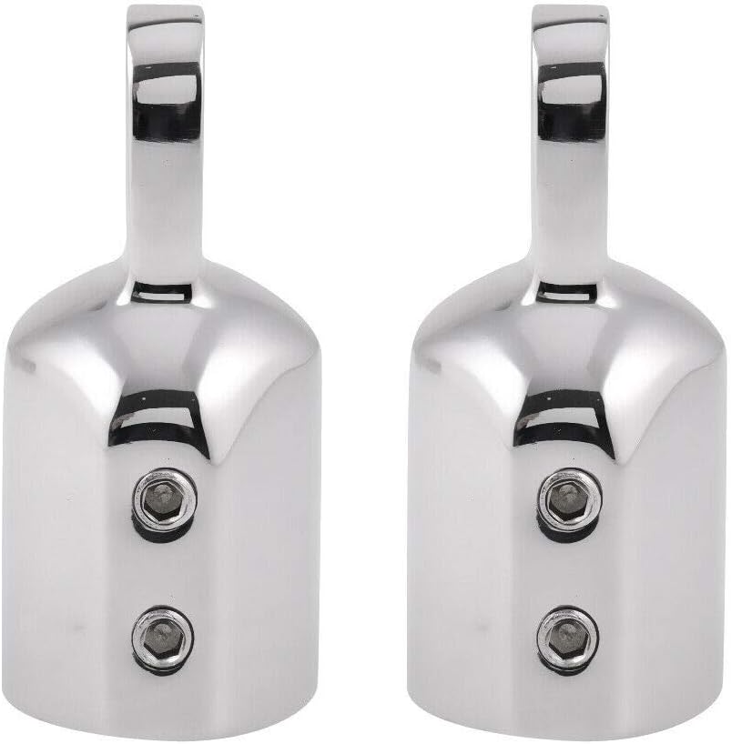 316 Stainless Steel Heavy Duty Fitting Bimini Top Cap Fits 1" 25.4mm OD Round Tube External Eye End with Two Screws for Boat Covers Marine Hardware 2pcs