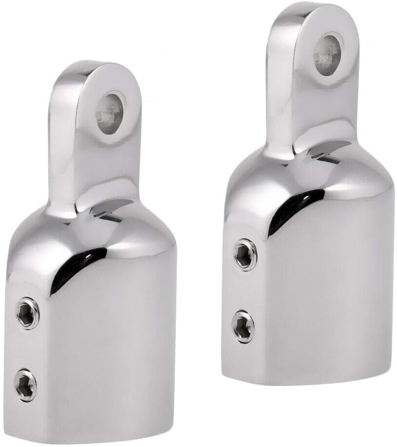 316 Stainless Steel Heavy Duty Fitting Bimini Top Cap Fits 1" 25.4mm OD Round Tube External Eye End with Two Screws for Boat Covers Marine Hardware 2pcs