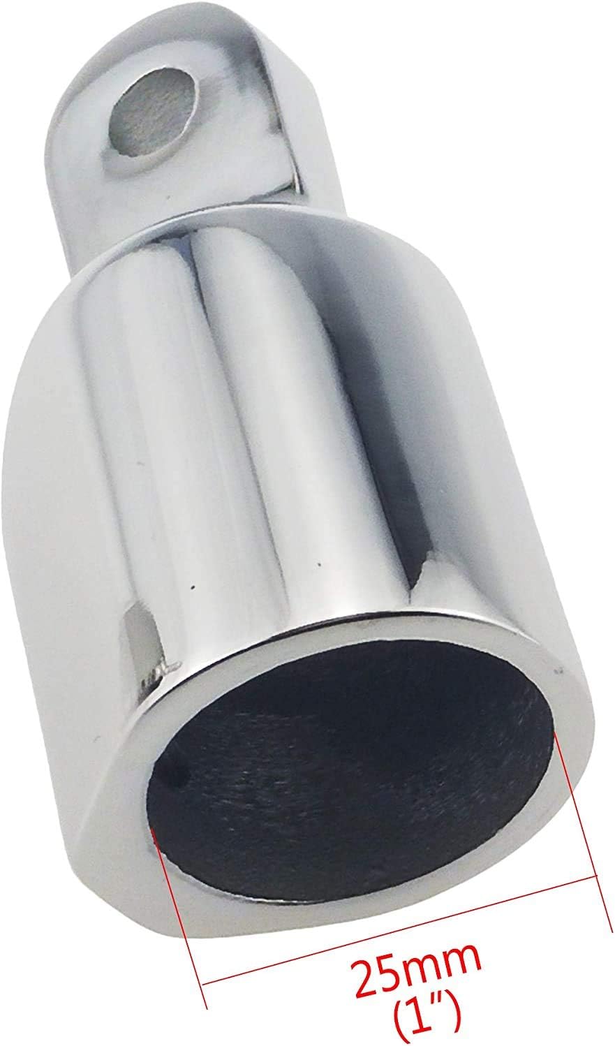 316 Stainless Steel Heavy Duty Fitting Bimini Top Cap Fits 1" 25.4mm OD Round Tube External Eye End with Two Screws for Boat Covers Marine Hardware 2pcs