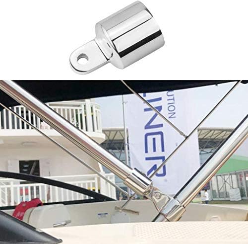 316 Stainless Steel Heavy Duty Fitting Bimini Top Cap Fits 1" 25.4mm OD Round Tube External Eye End with Two Screws for Boat Covers Marine Hardware 2pcs