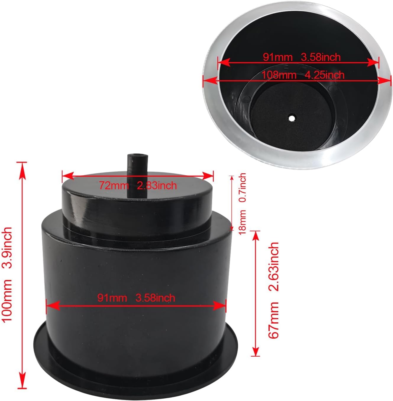4Pcs Cup Holder Insert Plastic Universal Drop in Chrome with Drain, for RV Boat Car, Pontoon Table Sofa