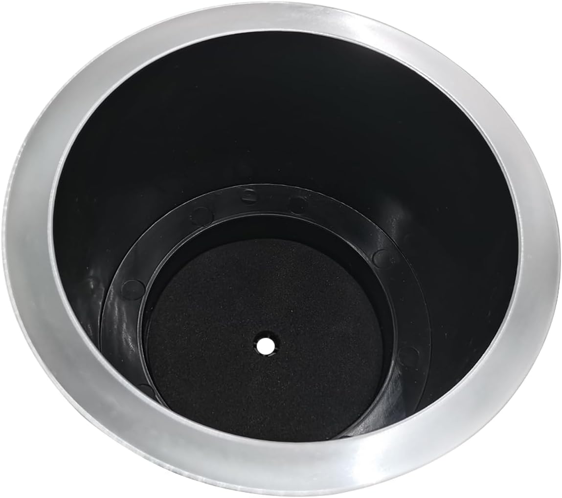 4Pcs Cup Holder Insert Plastic Universal Drop in Chrome with Drain, for RV Boat Car, Pontoon Table Sofa