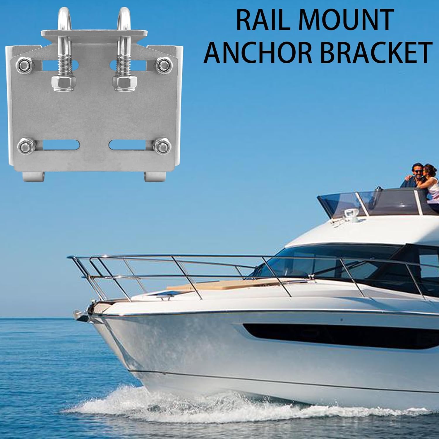 Stainless Steel Horizontal Stanchion Rail Mount Anchor Bracket, Fluke Bracket Rugged Durable High Hardness Fits 7/8" to 1" Rails for Boats Yachts Ships