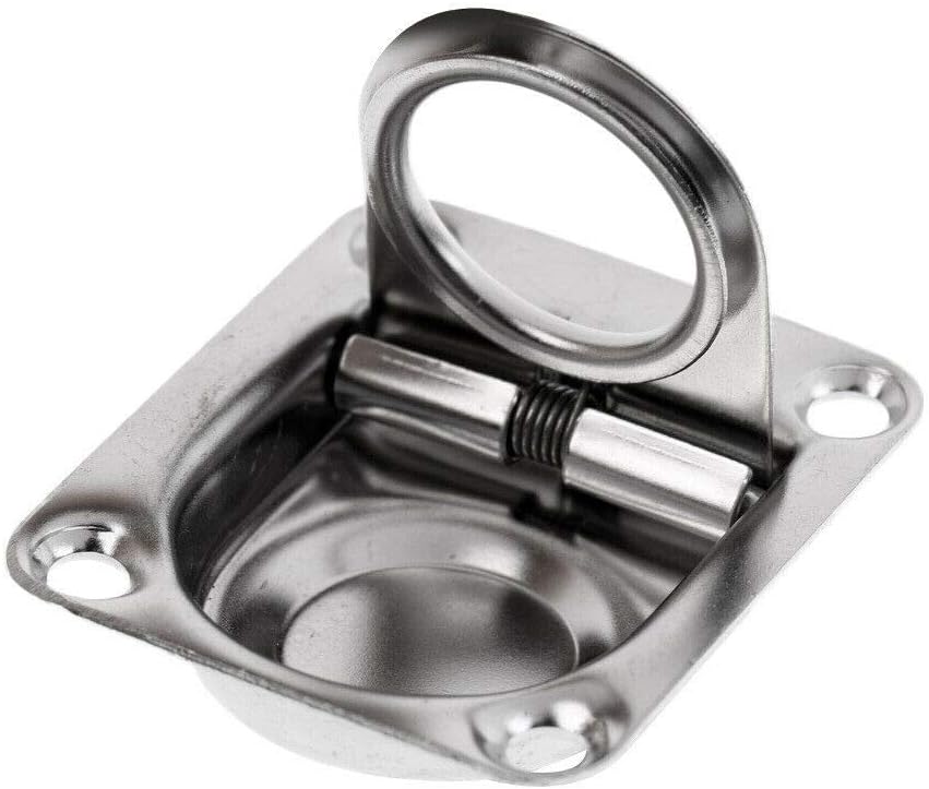 Stainless Steel Rectangular Recessed Hatch Pull Flush Mount Ring Latch Lift Handle Marine Boat 2 PCs 65x56mm