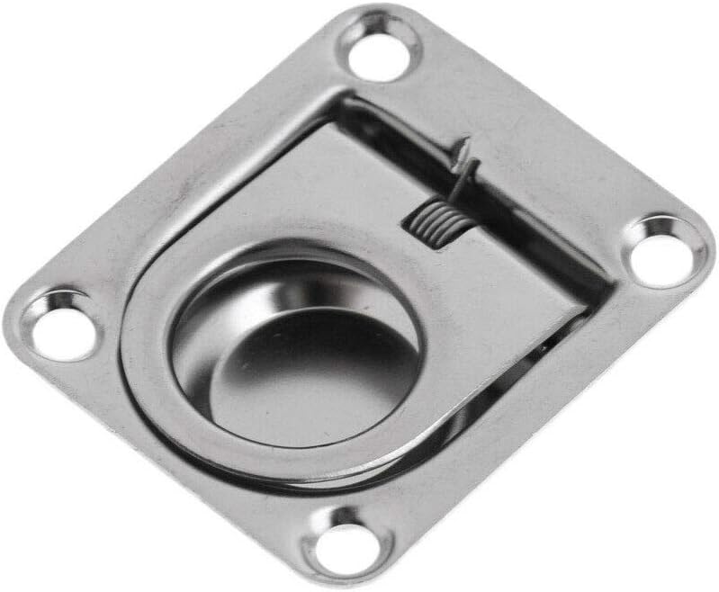 Stainless Steel Rectangular Recessed Hatch Pull Flush Mount Ring Latch Lift Handle Marine Boat 2 PCs 65x56mm