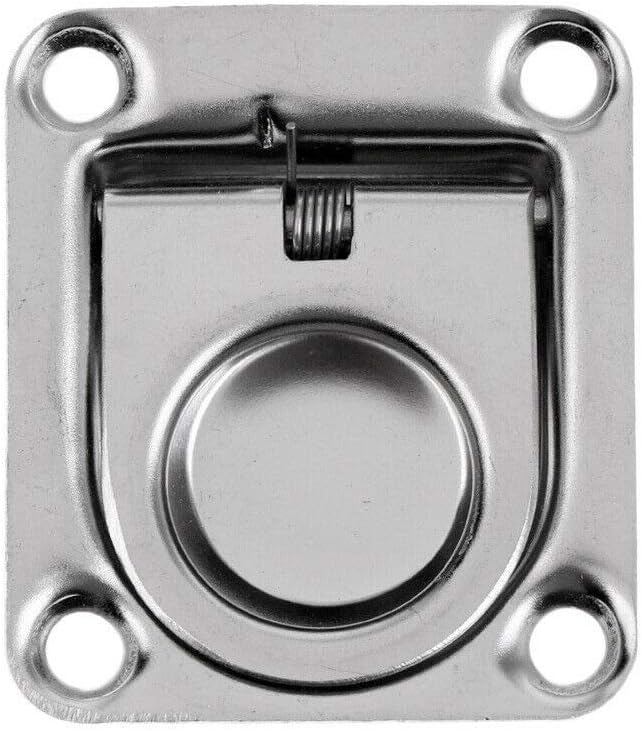 Stainless Steel Rectangular Recessed Hatch Pull Flush Mount Ring Latch Lift Handle Marine Boat 2 PCs 65x56mm