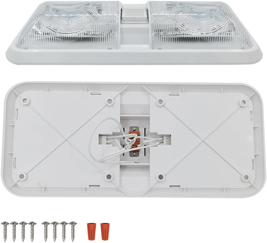 RV Lights Interior, 12 Volt Led 1000LM, Interior Fixtures 12V with Switch, Ceiling Dome Light Switch for Camper Trailer Boat Car,Natural White