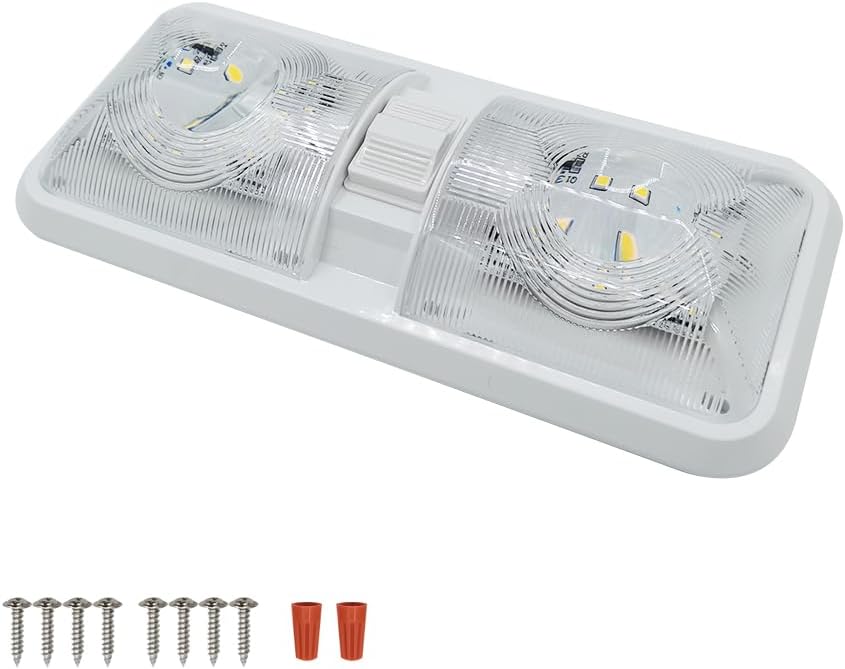RV Lights Interior, 12 Volt Led 1000LM, Interior Fixtures 12V with Switch, Ceiling Dome Light Switch for Camper Trailer Boat Car,Natural White