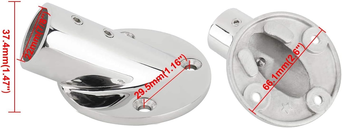 7/8'' 22mm 30 Degree Heavy Dudy 316 Stainless Steel Marine Tube Boat Hand Rail Round Base Bimini Top Fitting Hardware