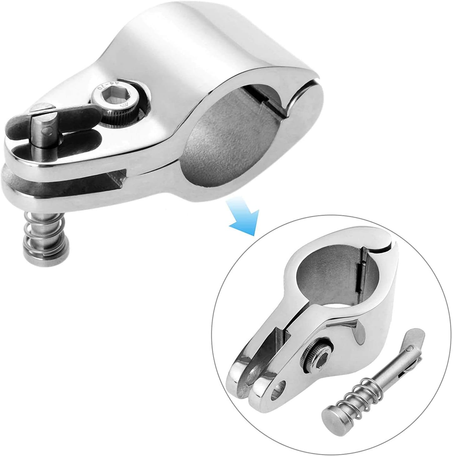 Set of 2 Stainless Boat Bimini Top Hinged Jaw Slide 1" 25 mm