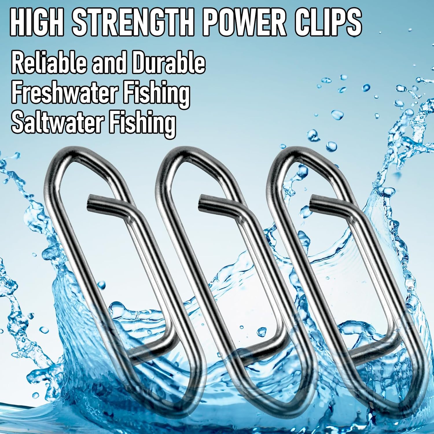50-Pack Fishing Power Speed Clips, High Strength Stainless Steel Clip for Lure Quick Change, Freshwater Saltwater Crankbait Popper Lures Snap Connector Tackle XS-25LB-0.5IN
