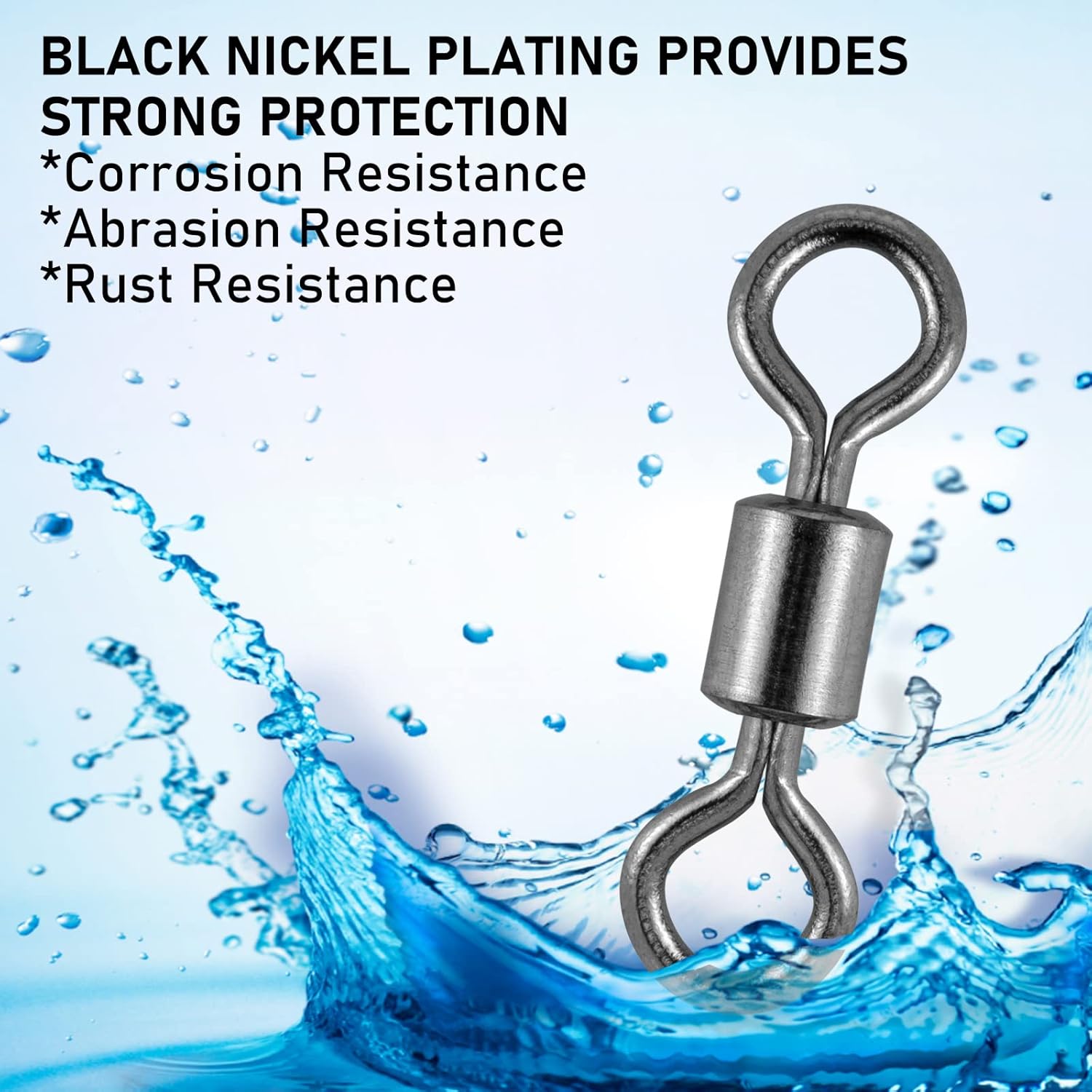 100-Pack Micro Swivels for Fly Fishing, Small Rolling Barrel Fishing Tackles, High Strength Swivel Hook line Connector with Black Nickel Coating #14-7LB-0.24IN-100PCS