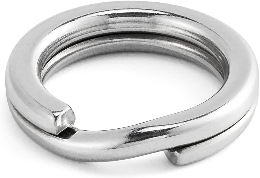 100-Pack Fishing Split Rings Stainless Steel Lure Rings, 9-400LB Hyper Wire Ring Heavy Duty Flattened Freshwater Saltwater Terminal Tackles Solid Snap Connectors Size3-22LB-6mm-100pk