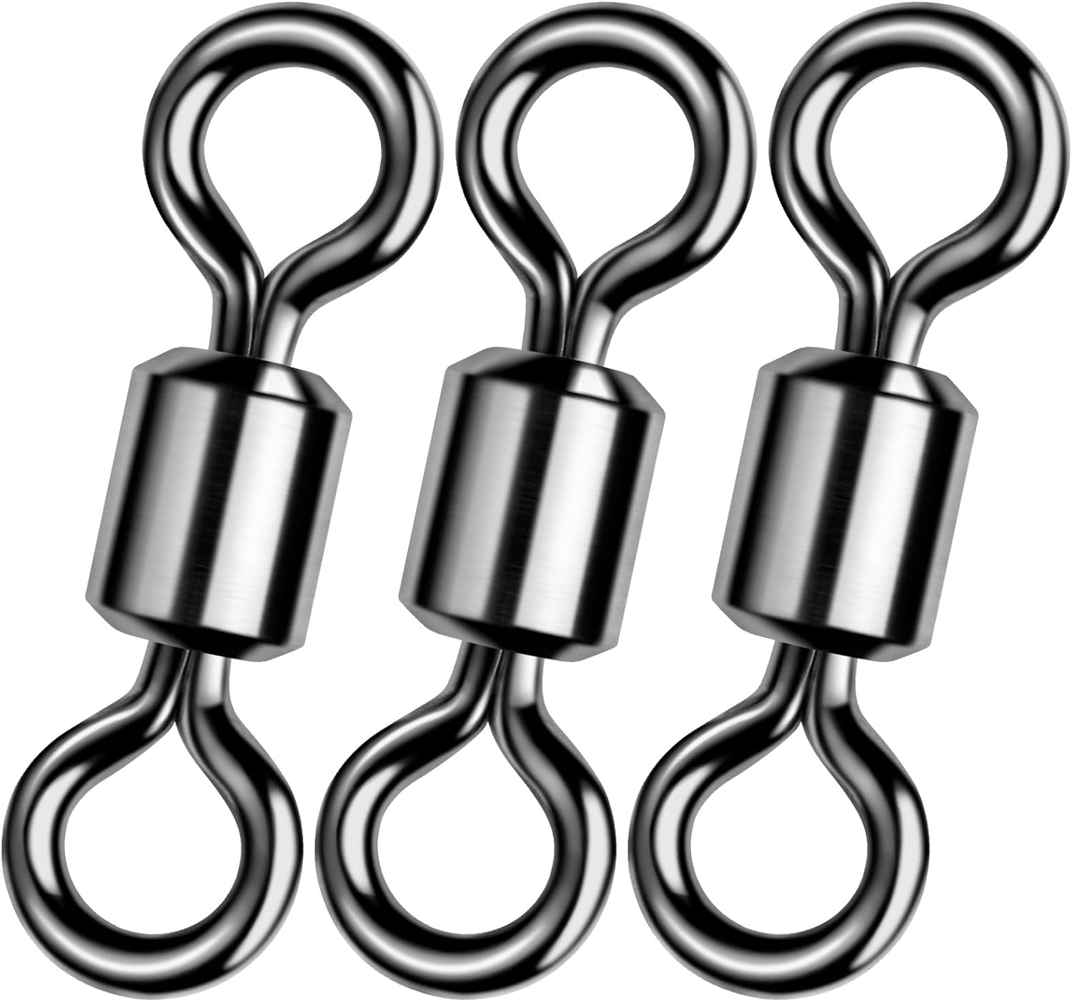 Fishing Barrel Swivels 20 to 50-Pack Tackle Freshwater Saltwater Swivel Rolling Heavy Duty Black Nickel Stainless Steel Lures Leaders Line Connectors Terminal #10 31LB -50 Pack