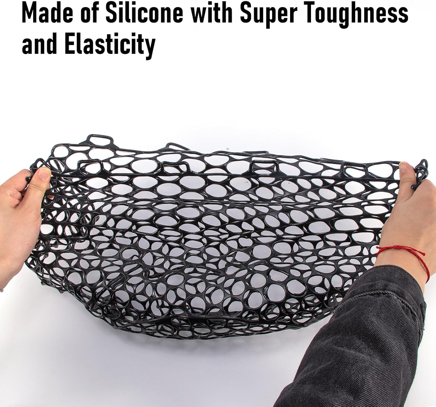 Fishing Nets Silicone Replacement Netting, Clear Black Fly Ice Net Landing Kayak Without Handle for Freshwater Saltwater Foldable Soft Flexible Trout Mesh 4025