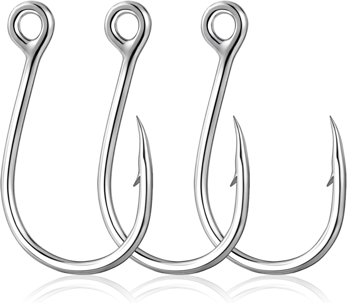 10-Pack Inline Hooks 5X Strong Single Replacement Hook for Hard Baits, High Carbon Steel Heavy Duty Welded Eye Fishing Hooks, Jigging Freshwater Saltwater Trolling Tackle #3/0