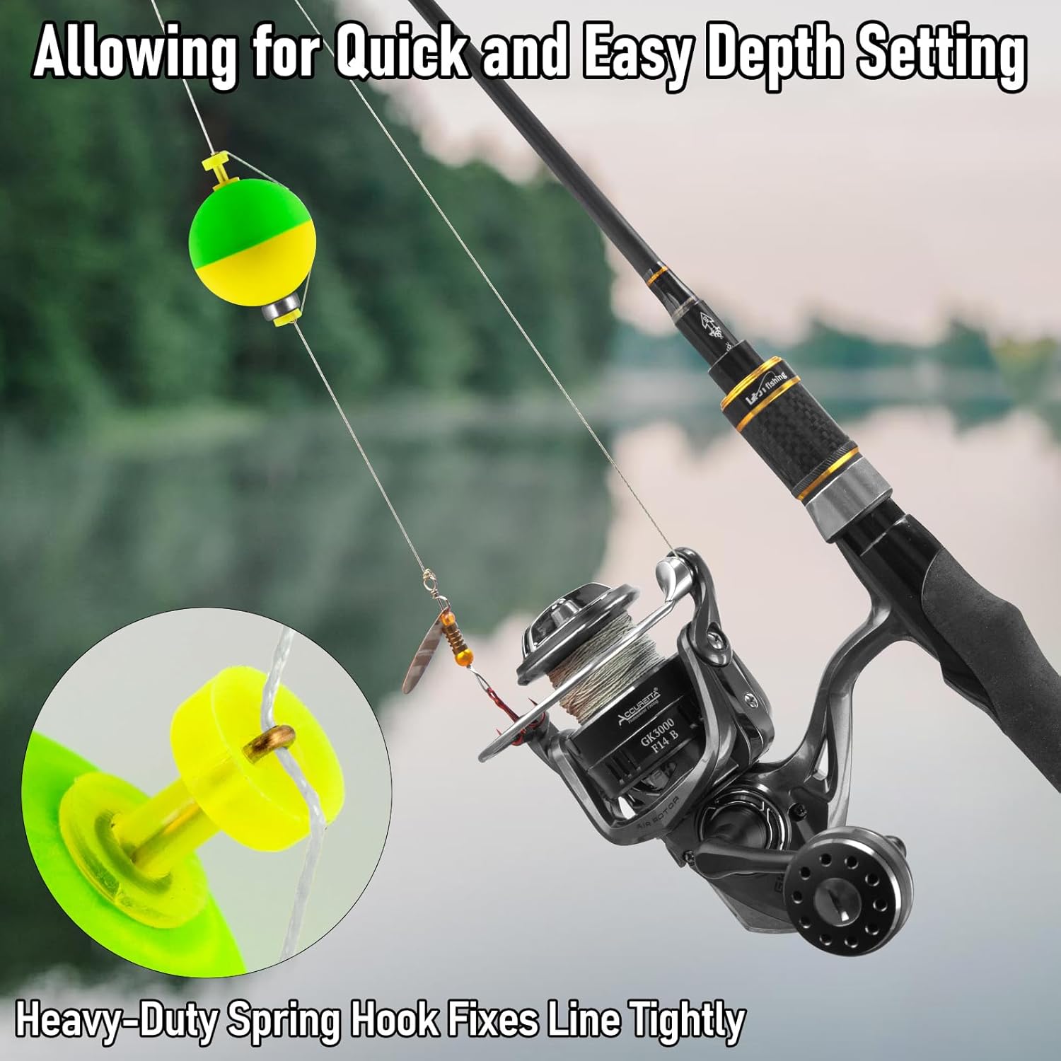 15-Pack Fishing Bobbers Floats, Weighted for Ball EVA Foam Snap-on Floats Corks Floaters Buoys Crappie Bass Panfish Bluegills Trout #S-0.93in-1/8oz