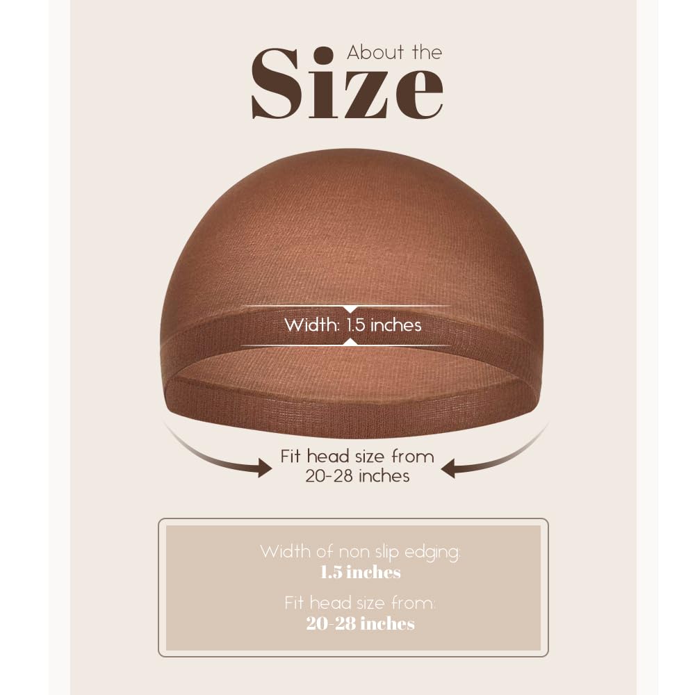Brown Wig Caps for Women, Stocking Cap Lace Front Wig, Dark 24 PCS