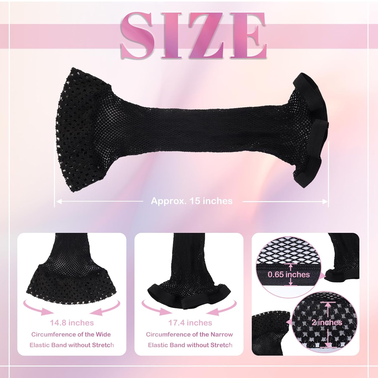 Hair Net for Wig, Wig Caps Women Long Hair, Halloween Cosplay, Black 2 PCS