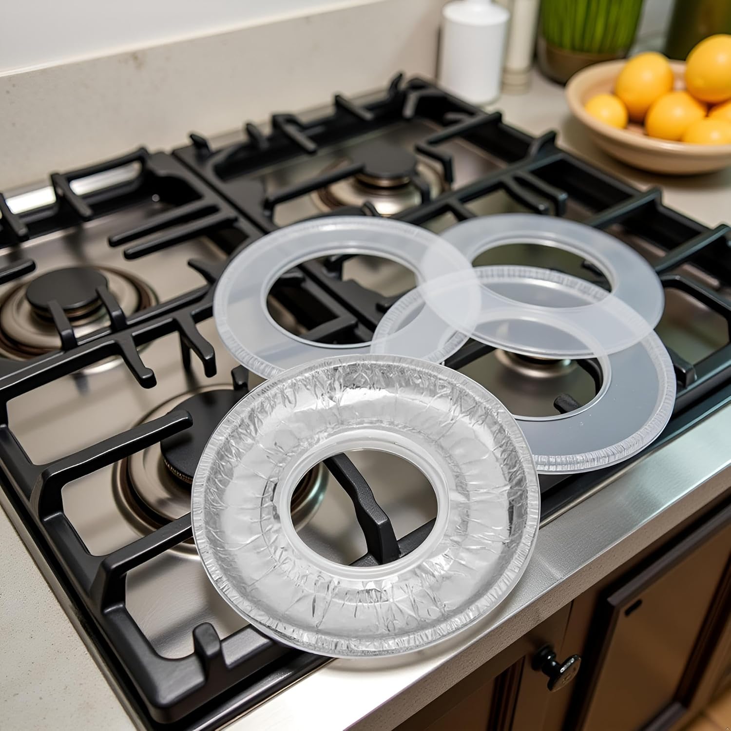 10 Pcs Round Aluminum Foil Stove Burner Covers Disposable Heavy Thick Quality Bib Liners Drip Pans Gas Range Top Protectors Accessories