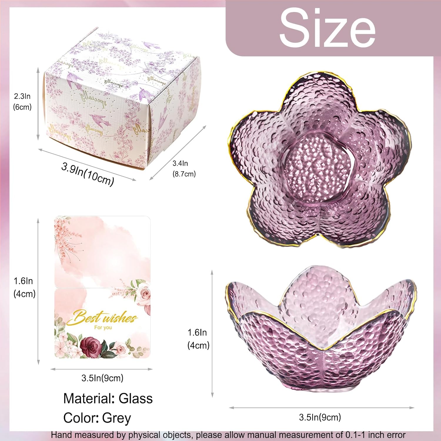 Gifts For Women Trinket Dish Unique Birthday New Home Her Jewellery Tray Cute Room Decor Aesthetic Bedroom Accessories Ring Holders Small Friendship Christmas House Warming Purple-9cm