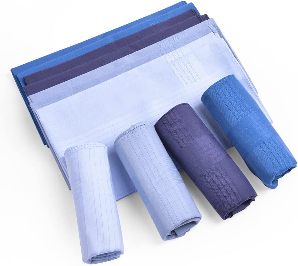 Petluno Men's Cotton Gents Hankies Set, 12 Pack Large Handkerchiefs, Premium Pocket Squares for Men & Women, Classic Grooms, Weddings, Prom, Party 12PCS-4 Colors-D