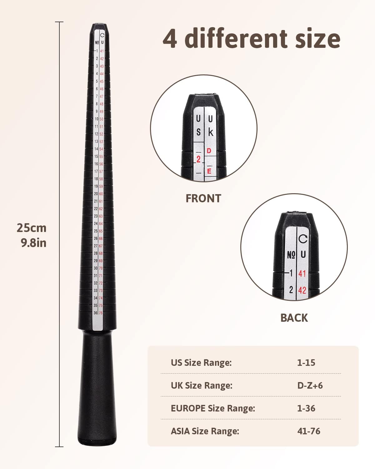 Petluno Ring Sizer Australia, A-Z Measurement Tool Australian Sizes, Finger Size Measure, with Clear Scale, Easy to Use, Gauge for Women, Men Plastic Set Plastic Set