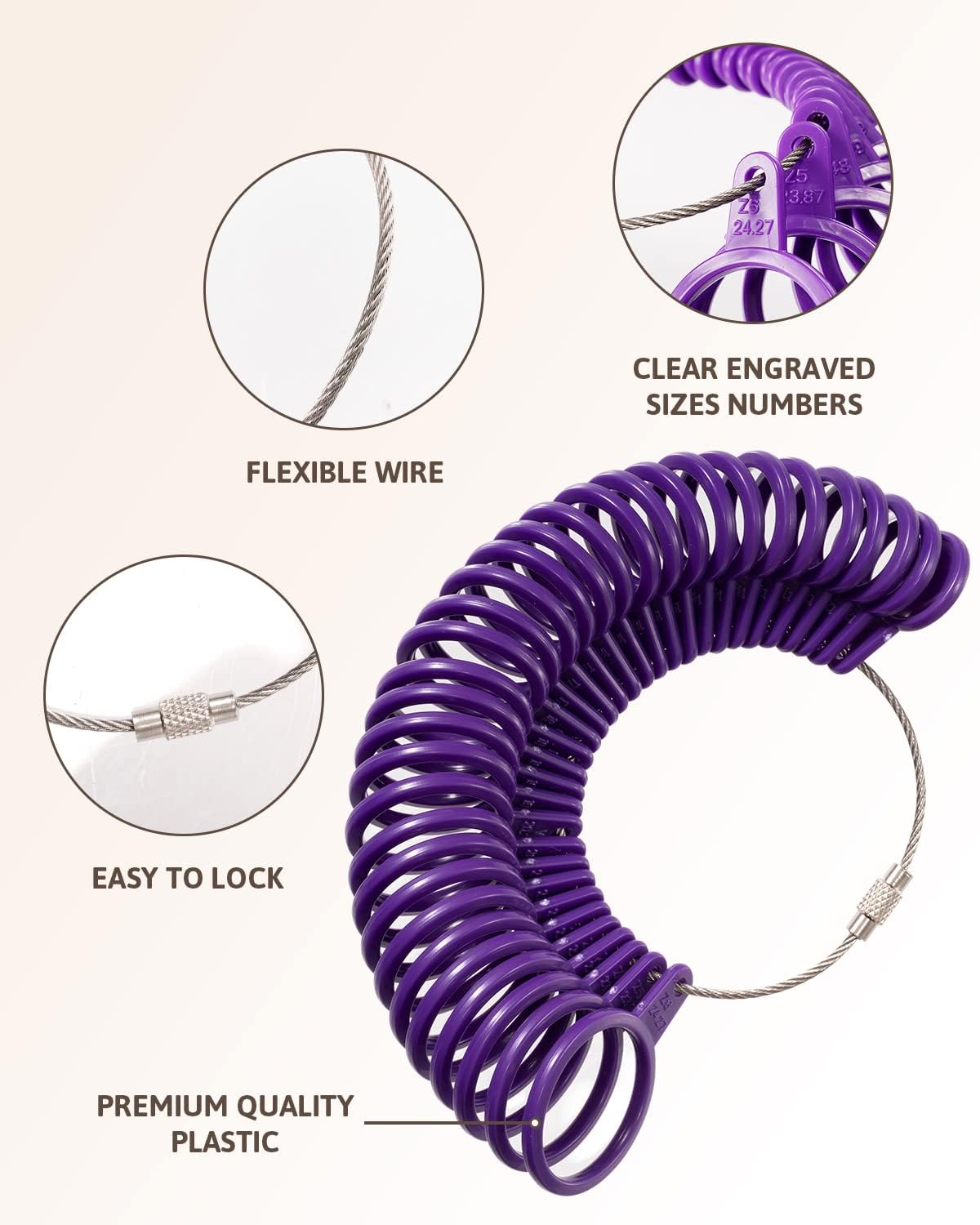 Petluno Ring Sizer Australia, A-Z Measurement Tool Australian Sizes, Finger Size Measure, with Clear Scale, Easy to Use, Gauge for Women, Men Plastic Set Plastic Set