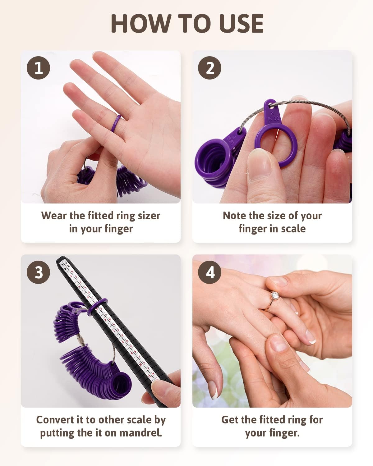 Petluno Ring Sizer Australia, A-Z Measurement Tool Australian Sizes, Finger Size Measure, with Clear Scale, Easy to Use, Gauge for Women, Men Plastic Set Plastic Set