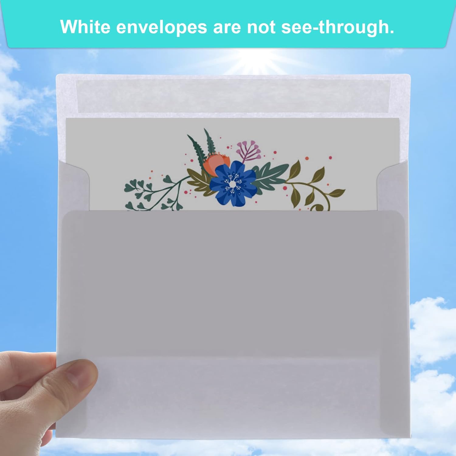 50 Packs 5x7 Envelopes, White A7 Envelopes for Invitations, Printable, Self Seal Weddings, Photos, Postcards, Greeting Cards, Mailing 5.25x7.25in