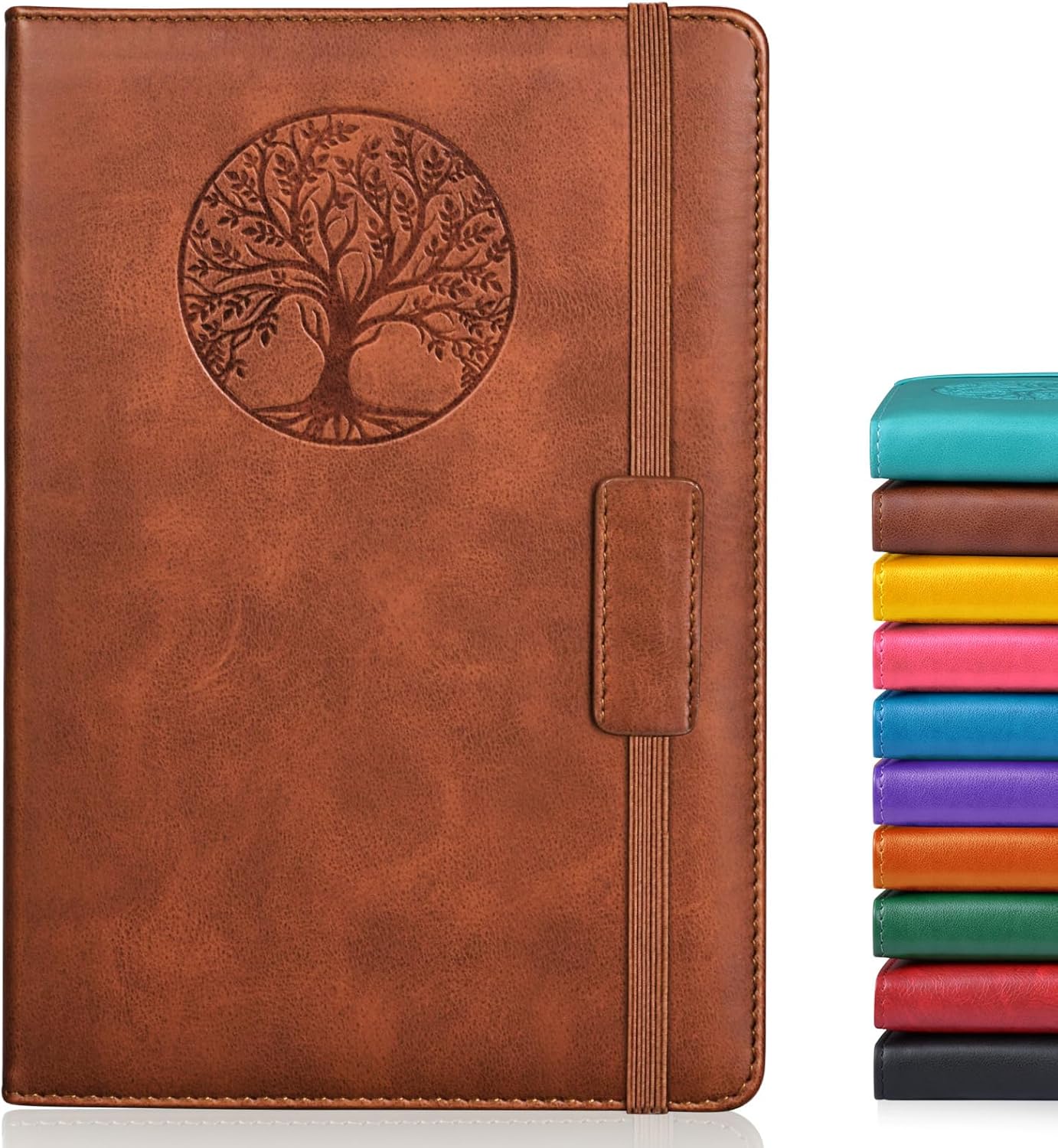 Lined Journal Notebook for Women and Men, 256 Pages A5 Hardcover Leather Journal for Writing, Travel, Business, Work & School, College Ruled Notebook for Note Taking, Diary Notepad 5.7"×8.3" Brown Brown A5-sized
