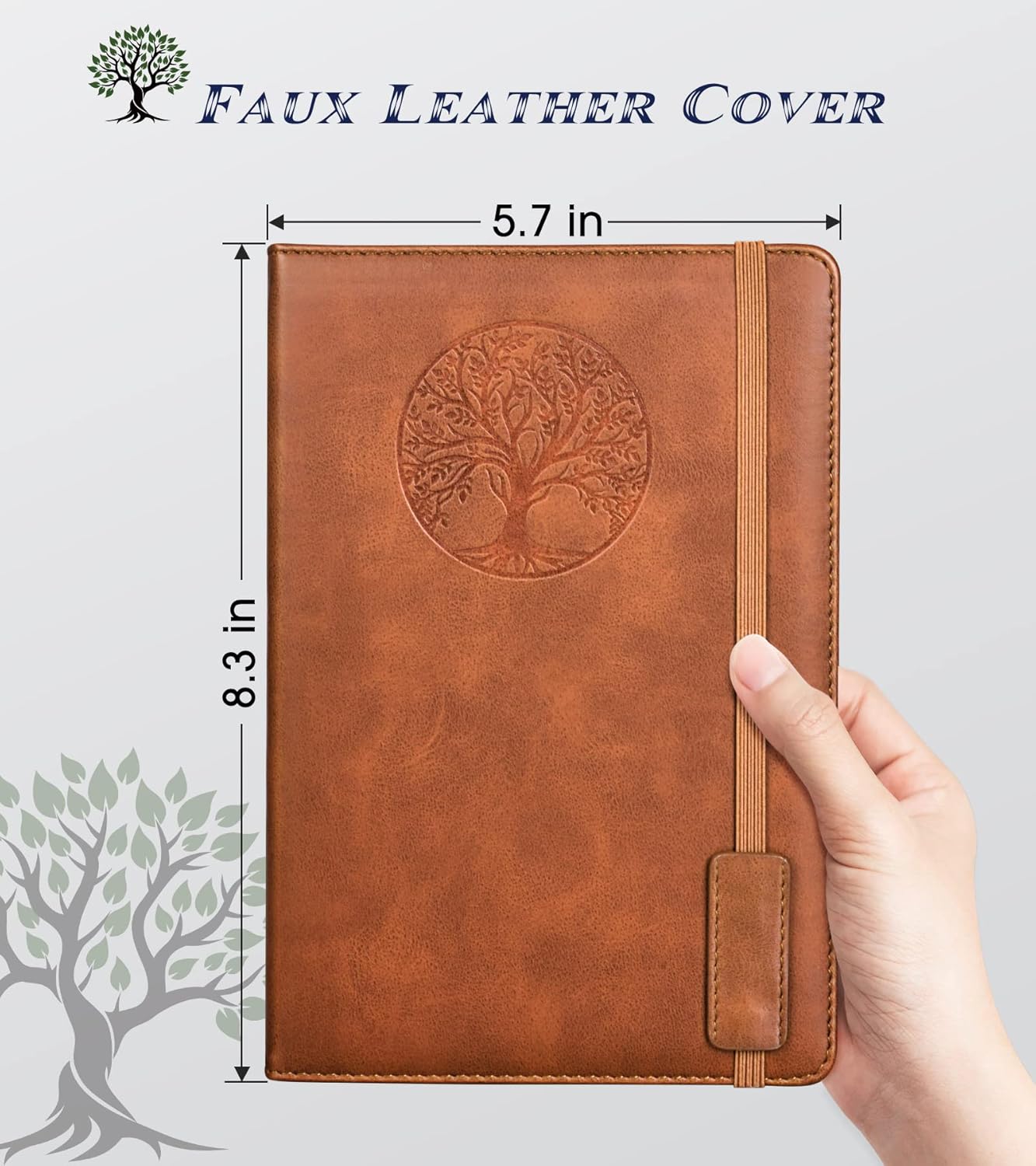 Lined Journal Notebook for Women and Men, 256 Pages A5 Hardcover Leather Journal for Writing, Travel, Business, Work & School, College Ruled Notebook for Note Taking, Diary Notepad 5.7"×8.3" Brown Brown A5-sized