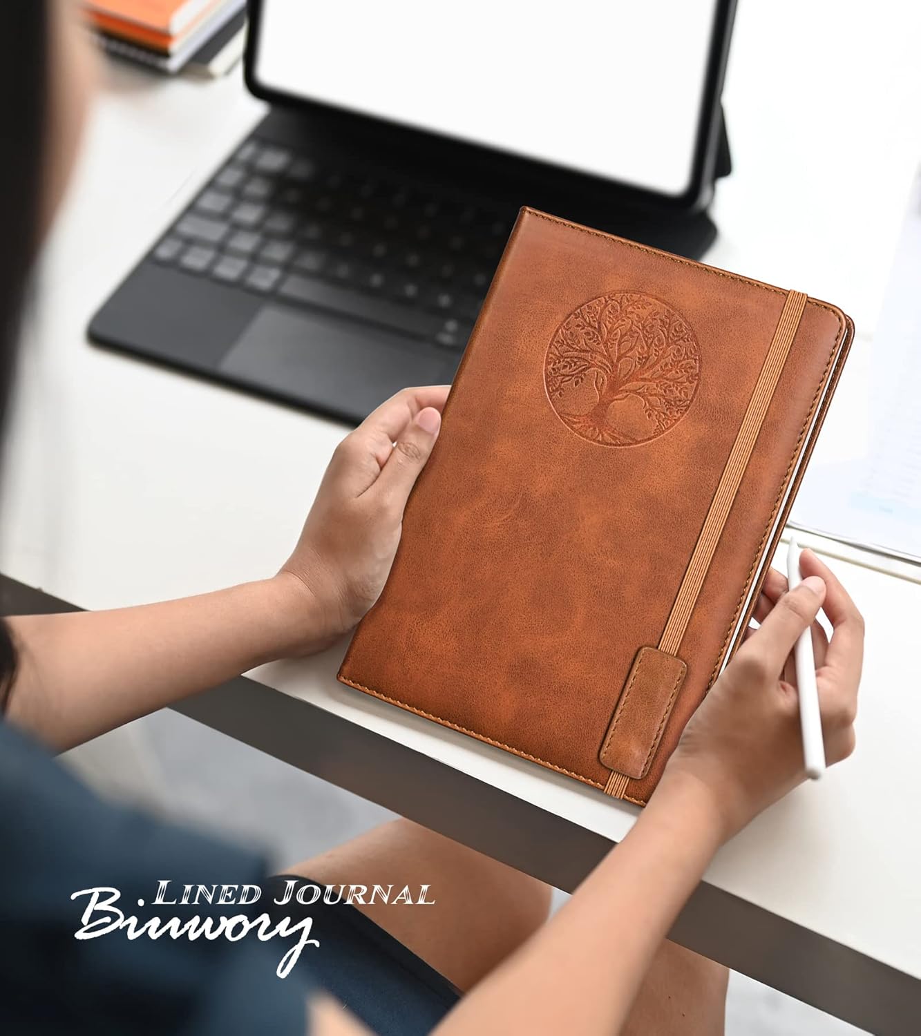 Lined Journal Notebook for Women and Men, 256 Pages A5 Hardcover Leather Journal for Writing, Travel, Business, Work & School, College Ruled Notebook for Note Taking, Diary Notepad 5.7"×8.3" Brown Brown A5-sized