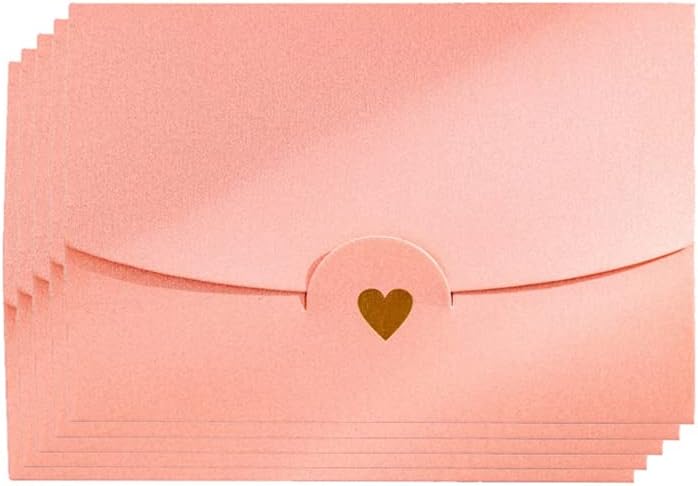 Mini envelope, 50 pieces, gift card envelope, mini pink envelopes, with heart closure, for DIY gift vouchers, Christmas, Valentine's Day, birthday party, gift card Pink pink
