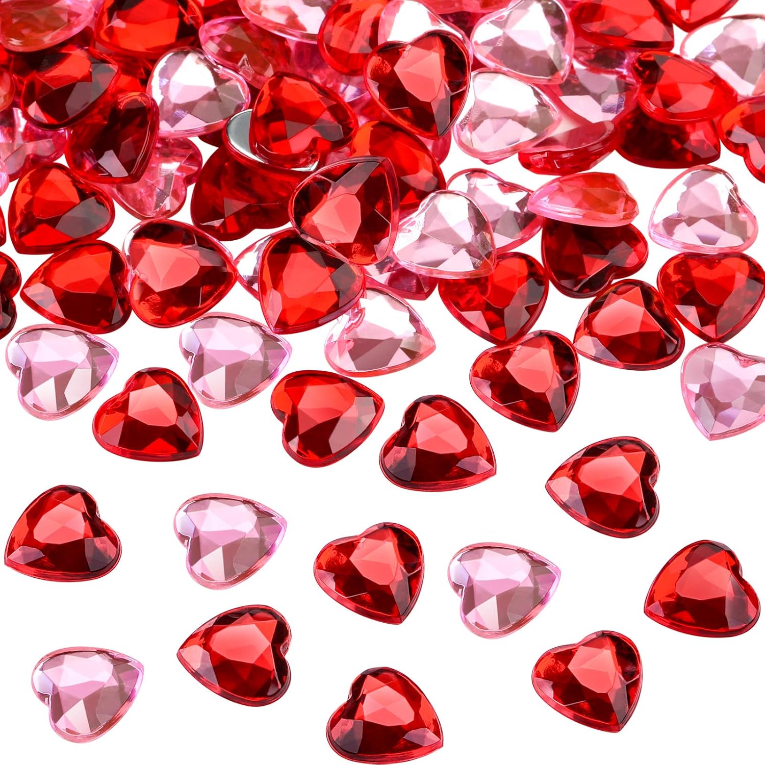 Petluno 200 red acrylic hearts for Valentine's Day, wedding, table, scattering, decoration, heart vase filler, 1.5 cm 200 pieces, red, pink