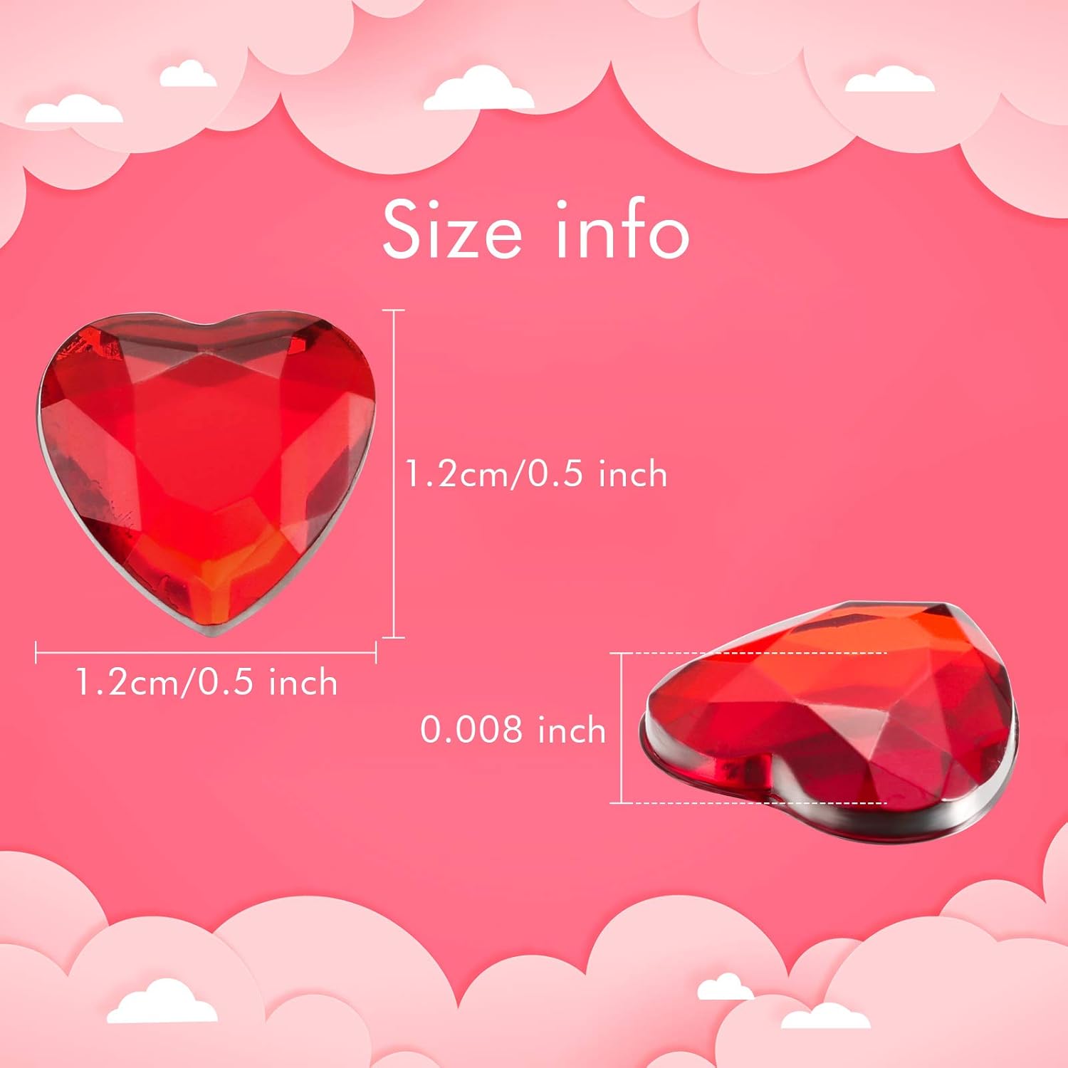Petluno 200 red acrylic hearts for Valentine's Day, wedding, table, scattering, decoration, heart vase filler, 1.5 cm 200 pieces, red, pink