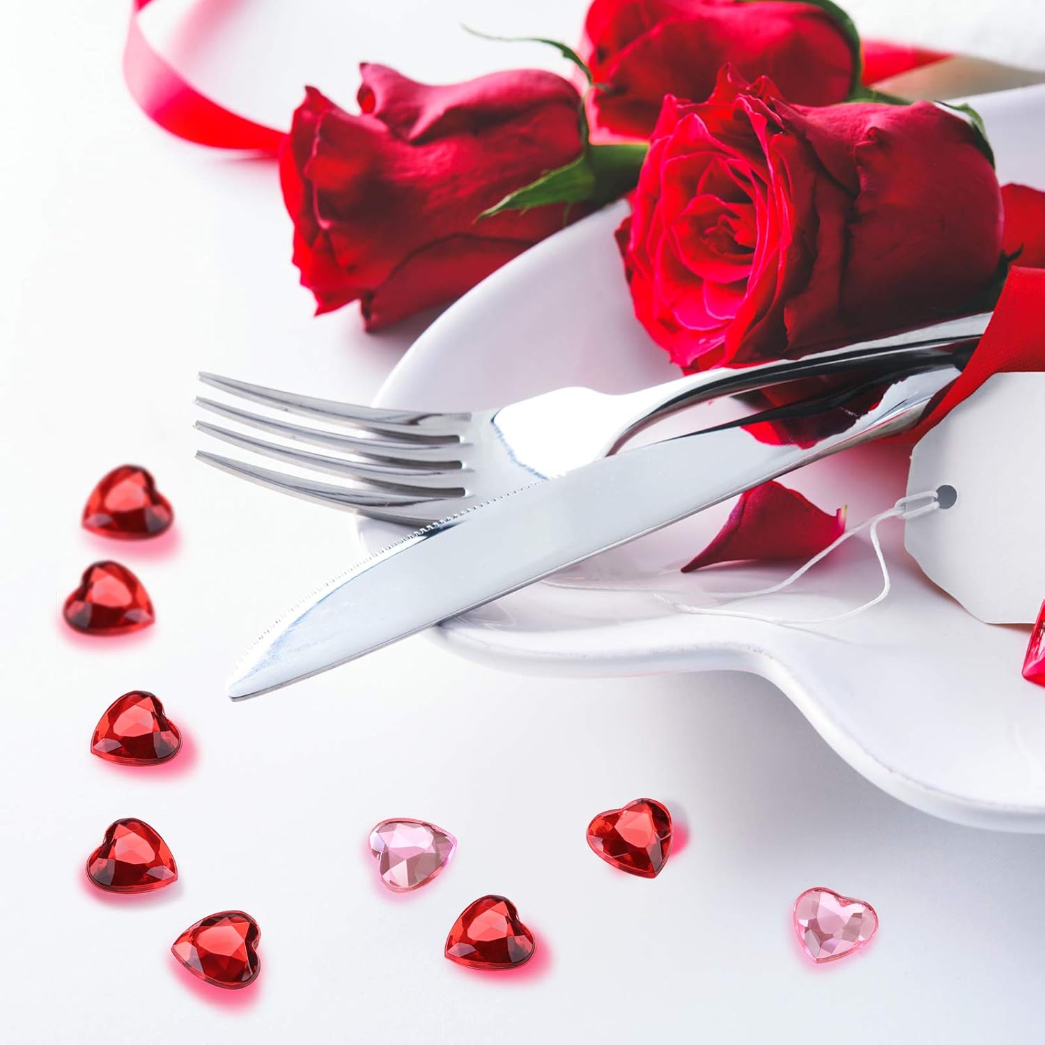 Petluno 200 red acrylic hearts for Valentine's Day, wedding, table, scattering, decoration, heart vase filler, 1.5 cm 200 pieces, red, pink