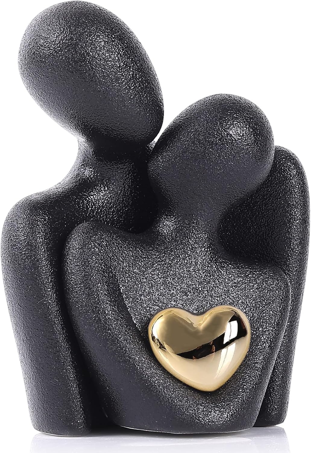 Mini Couples Statue - Ceramic Romantic Pair in Love Figurines for Bedroom Decor, TV Cabinet, Wedding Valentine's Gift, Small Knick Knacks Home Shelf 4.7 inch Black 12 cm inch Black