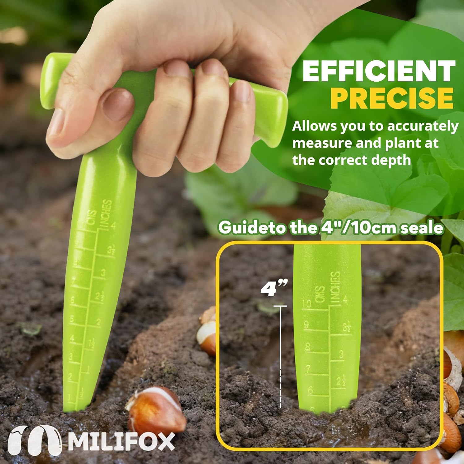 Seed planter tool, 17.5 cm Dibber garden tool, plastic seed dibbler for plants, bulb digger garden planter with handle for sowing seeds, bulbs, digging light green Light green