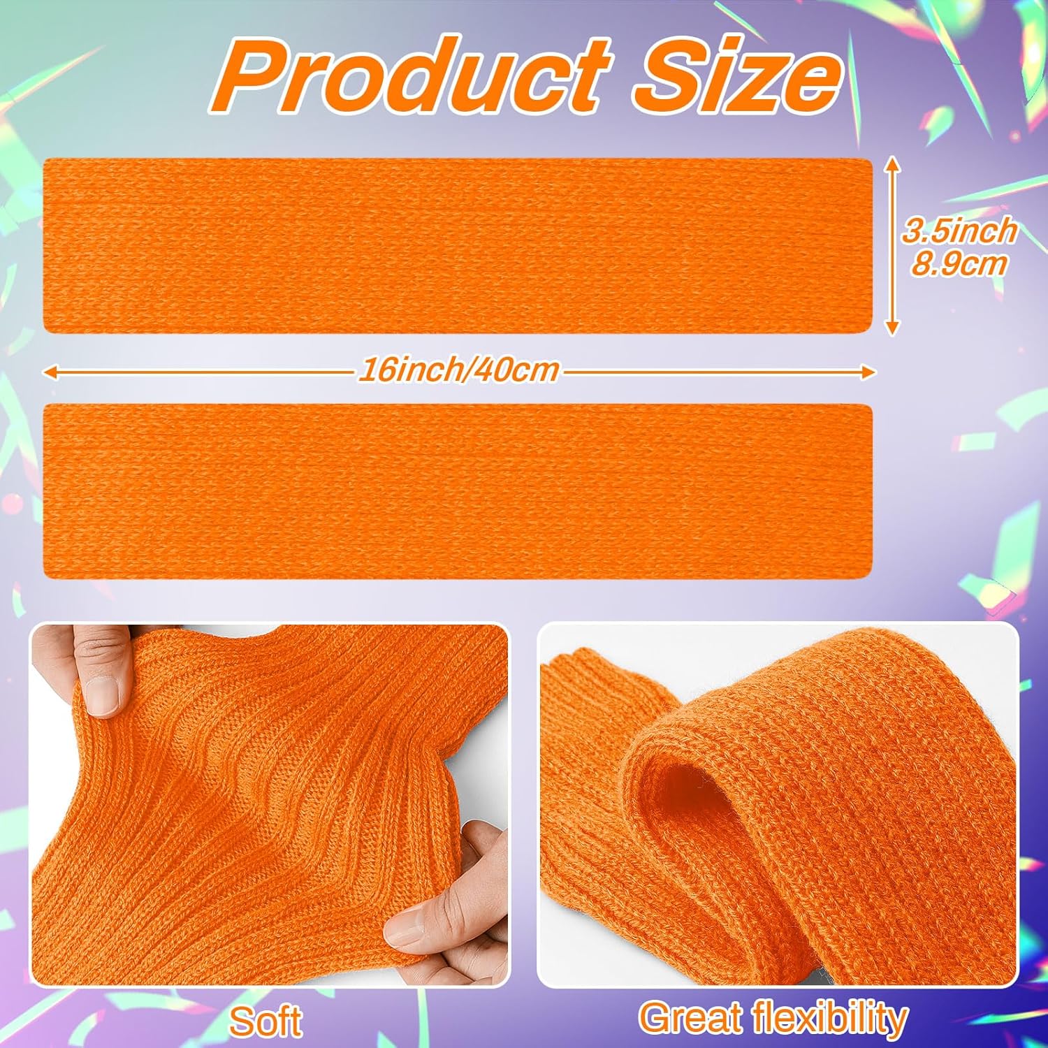 Petluno Elastic Neon Leg Warmers and Fingerless Gloves, 80s Set, Costume Accessory Orange , Orange, One Size