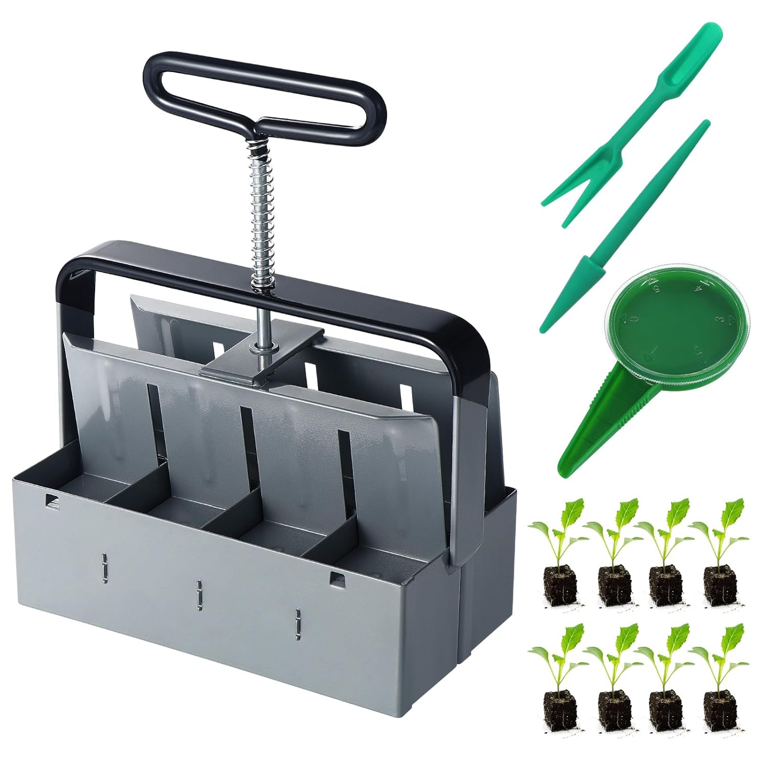 Manual clod crusher, 2 inch ground blocking with sowing tool sets, plant tool set for planting, sowing, growing, greenhouse 8 pieces M