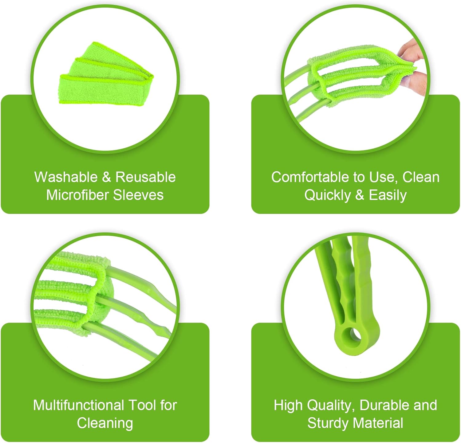 Petluno Blinds Cleaning Brush - 2 Pack Blind Cleaner, With Microfiber Cleaning Cloth, Feather Duster for Cleaning and Electric Fans Pink + Green Pink Green