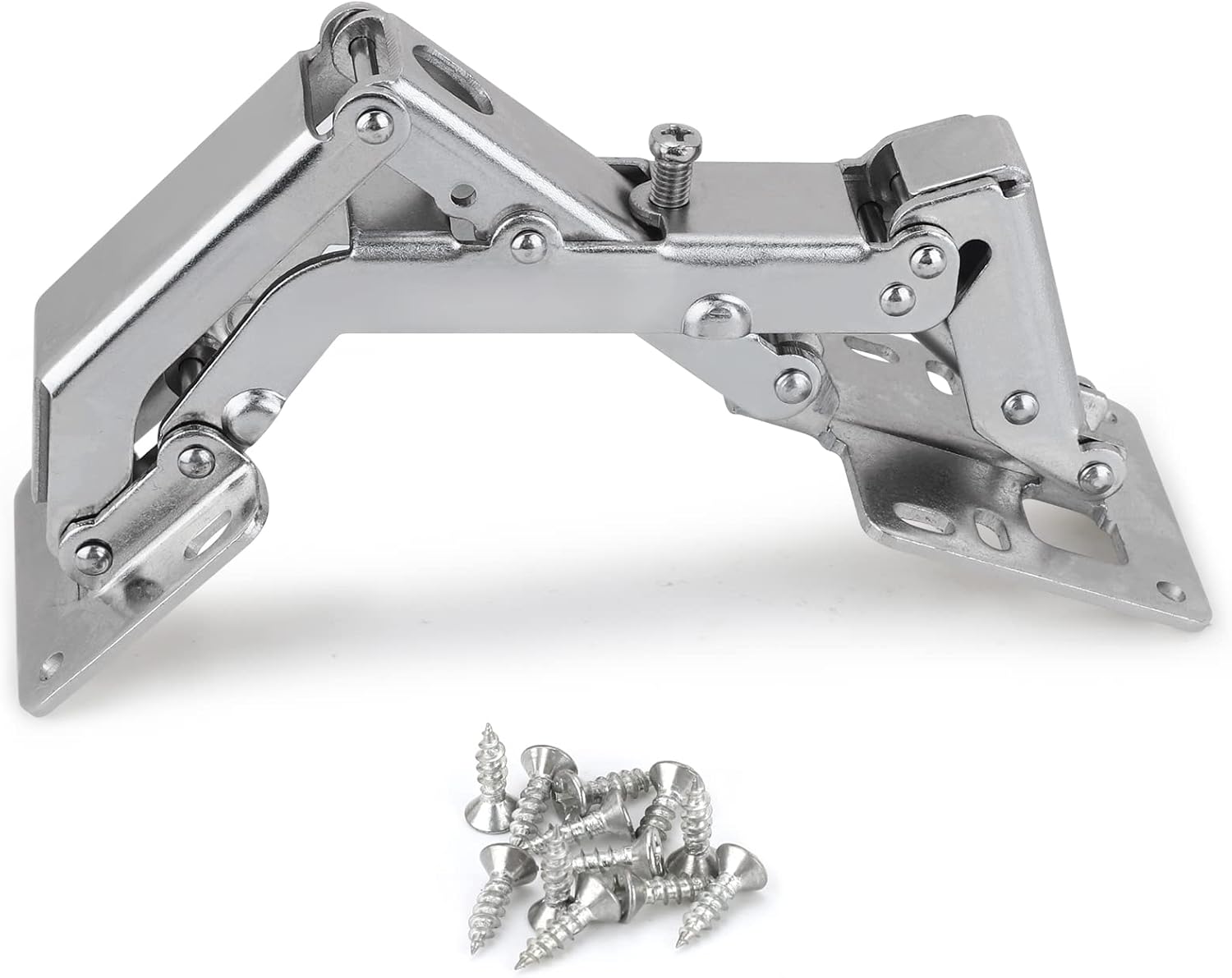 Spring-loaded hinge, 170 degrees, for kitchen cabinets, door hinges, large angle door hinges, angle stop, self-closing hinge, 4 pieces, improved version with buffer damping