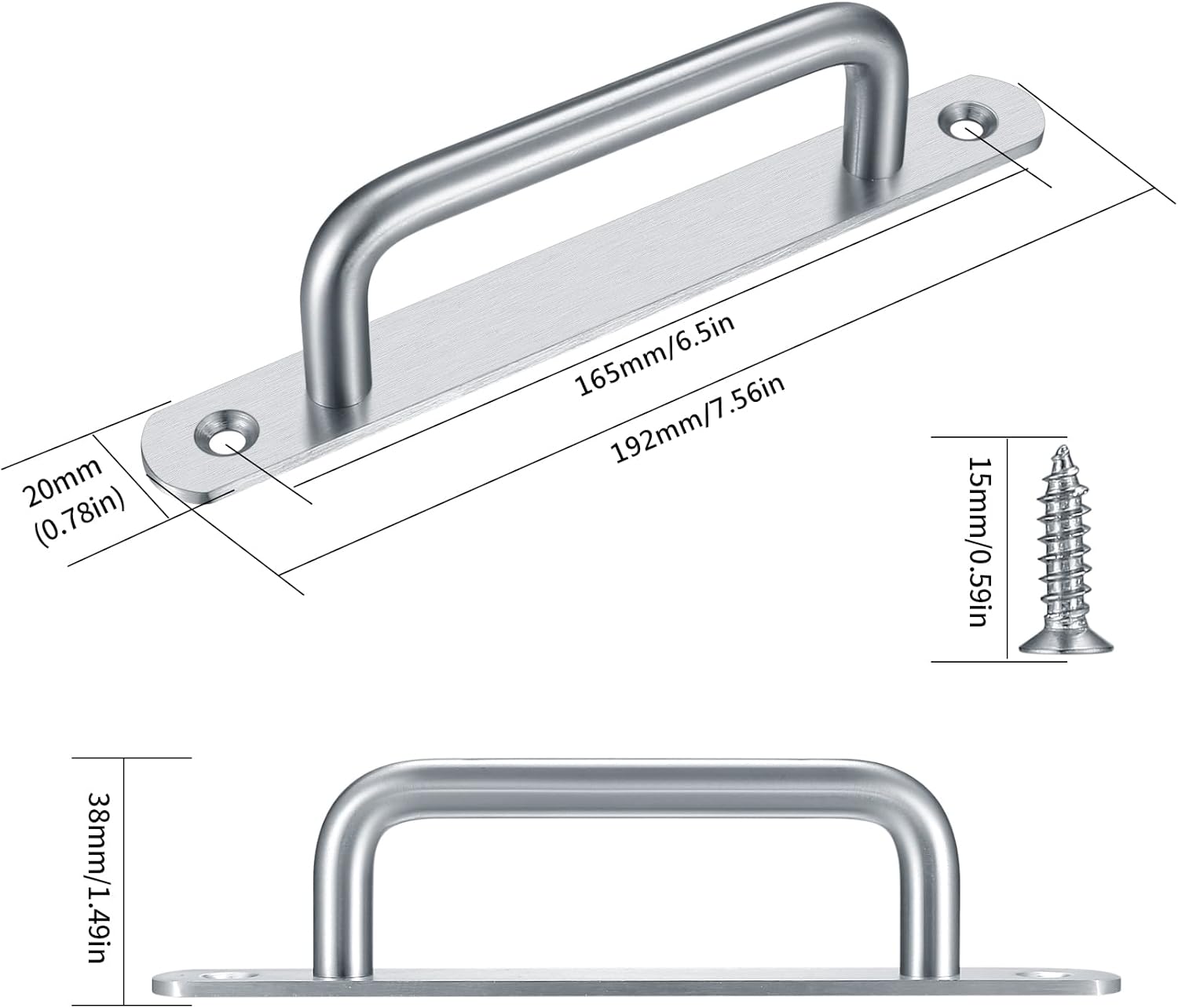 2 pieces sliding door handles, split door handles, sliding door handle with stainless steel plate, cabinet door handle, shed door handles, garden door handles 192 mm 192MM